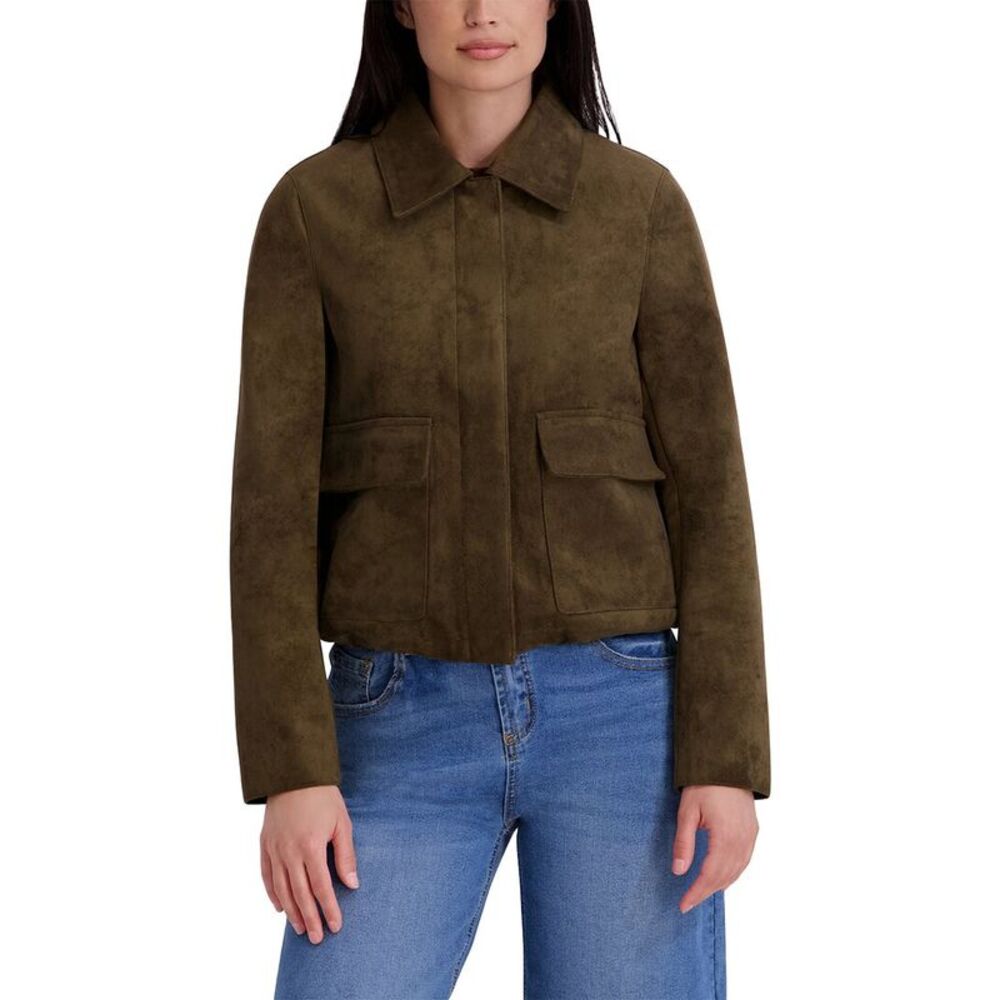 Kenneth Cole Womens Faux Leather Jacket